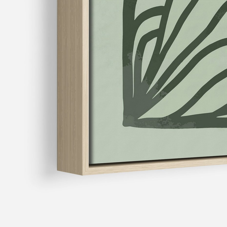 Obraz w ramie 80x120 - Zielonkawy Uścisk Natury - abstrakcyjny zielony motyw, skandynawski design - rama drewno