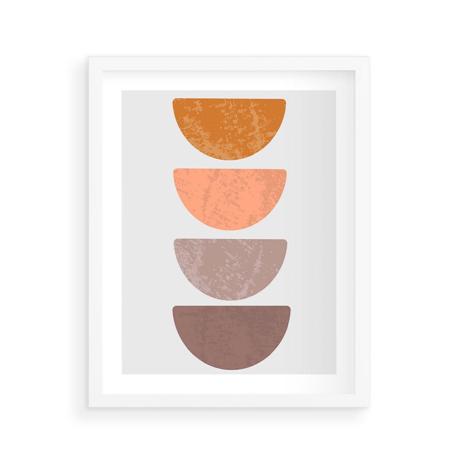 Plakat w ramie 40x50 - Minimalizm i Geometria - minimalistyczny obraz, mid-century styl - rama biała