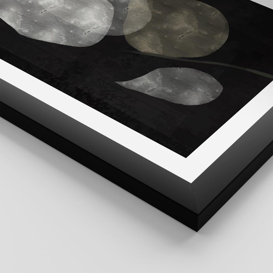 Plakat w ramie 30x40 - Mroczne Złudzenia - abstrakcyjne liście, mroczna atmosfera - rama czarna