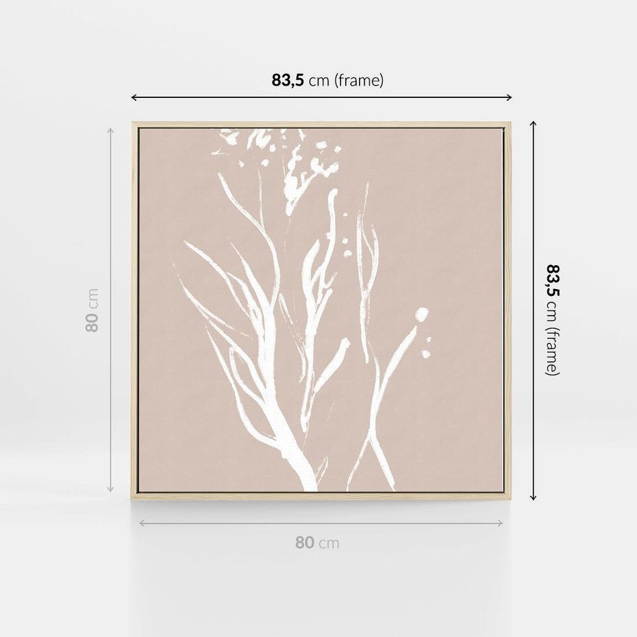 Obraz w ramie 80x80 - Impresje Pastelowych Nastrojów - minimalistyczny delikatny obraz, beżowe odcienie - rama drewno