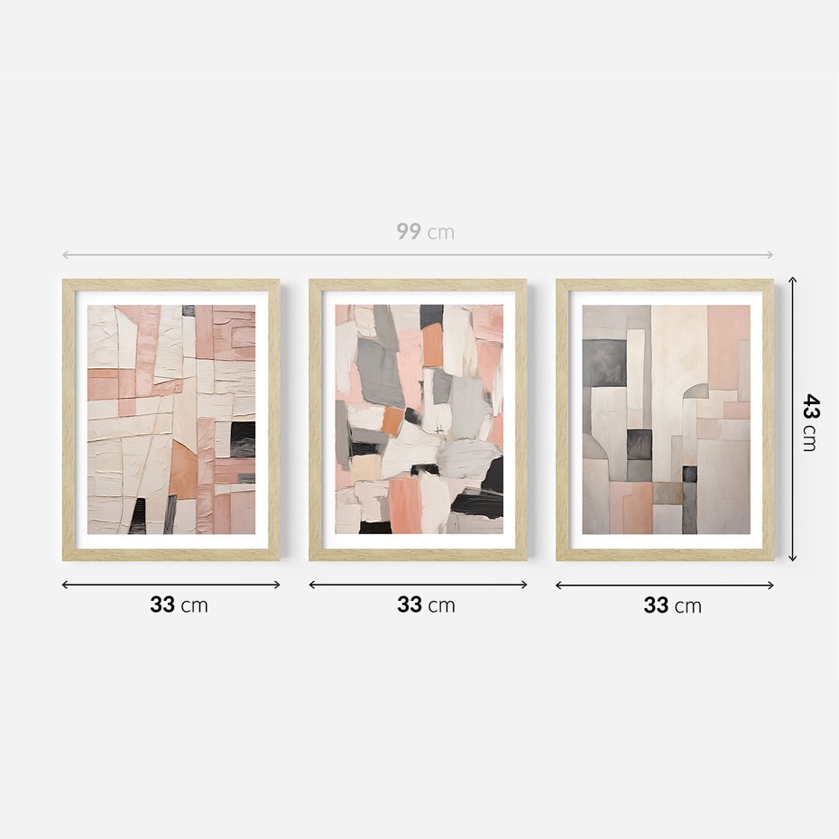 Zestaw obrazy w ramie 30x40 galeria - pastelowa, abstrakcja, olejny - rama drewno