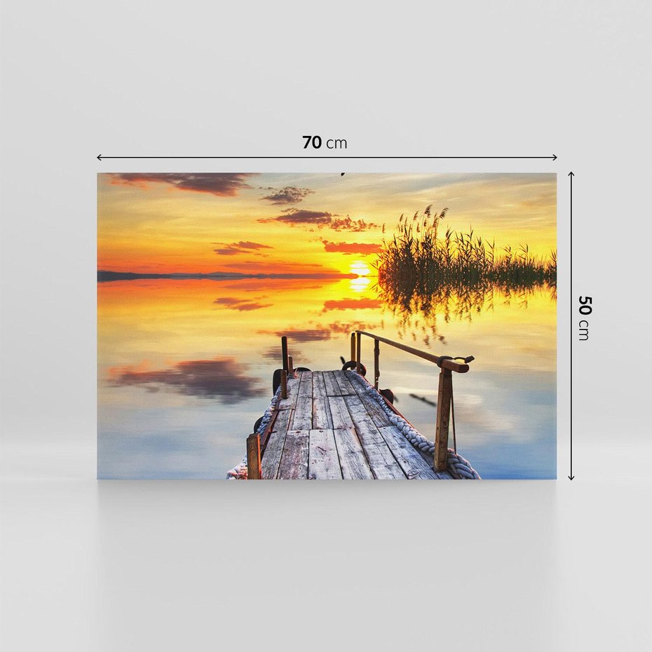 Obraz na płótnie 70x50 - Zachód słońca na pomostach - zachód, słońca