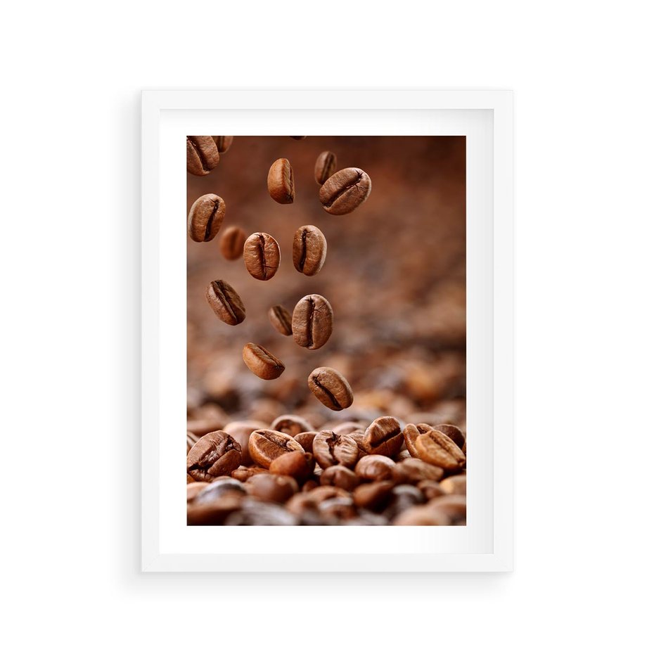 Plakat w ramie 30x40 - Kawiarniana atmosfera kawy - kawa, kawiarnia - rama biała