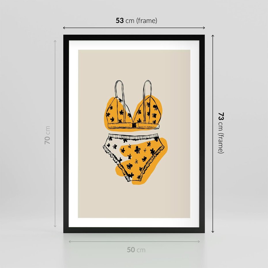 Plakat w ramie 50x70 - Minimalistyczny Szkic Bielizny - minimalistyczna grafika, szkic bielizny - rama czarna