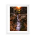 Plakat w ramie 50x70 - Barwna Harmonia - strumień, las - rama biała