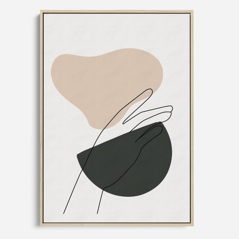 Obraz w ramie 50x70 - Rozkwitająca Opowieść - szkic jedną linią, one lone - rama drewno