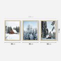Zestaw obrazy w ramie 50x70 galeria - Las, zima, domki, śnieg - rama drewno