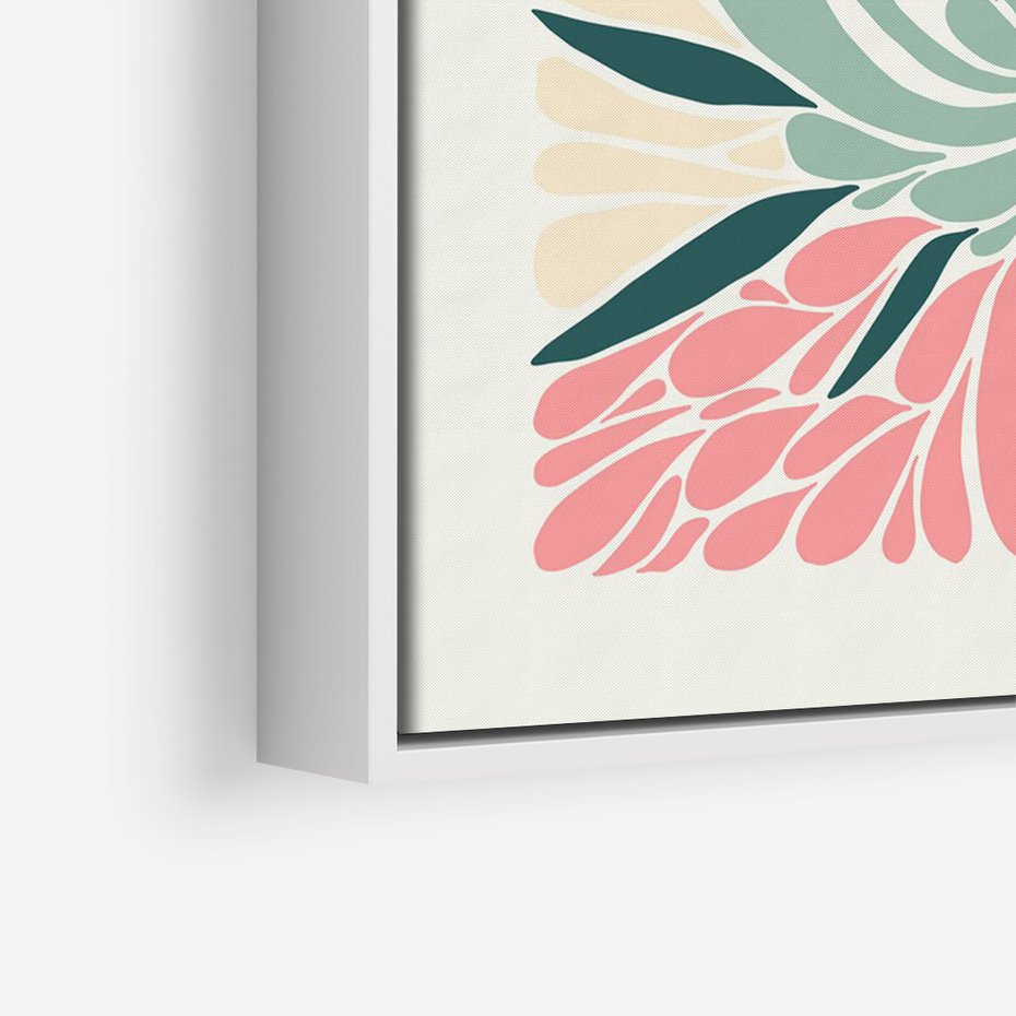 Obraz w ramie 70x100 - Rozbijające Barwy - abstrakcyjny pastelowy kwiat, wyrazista typografia - rama biała