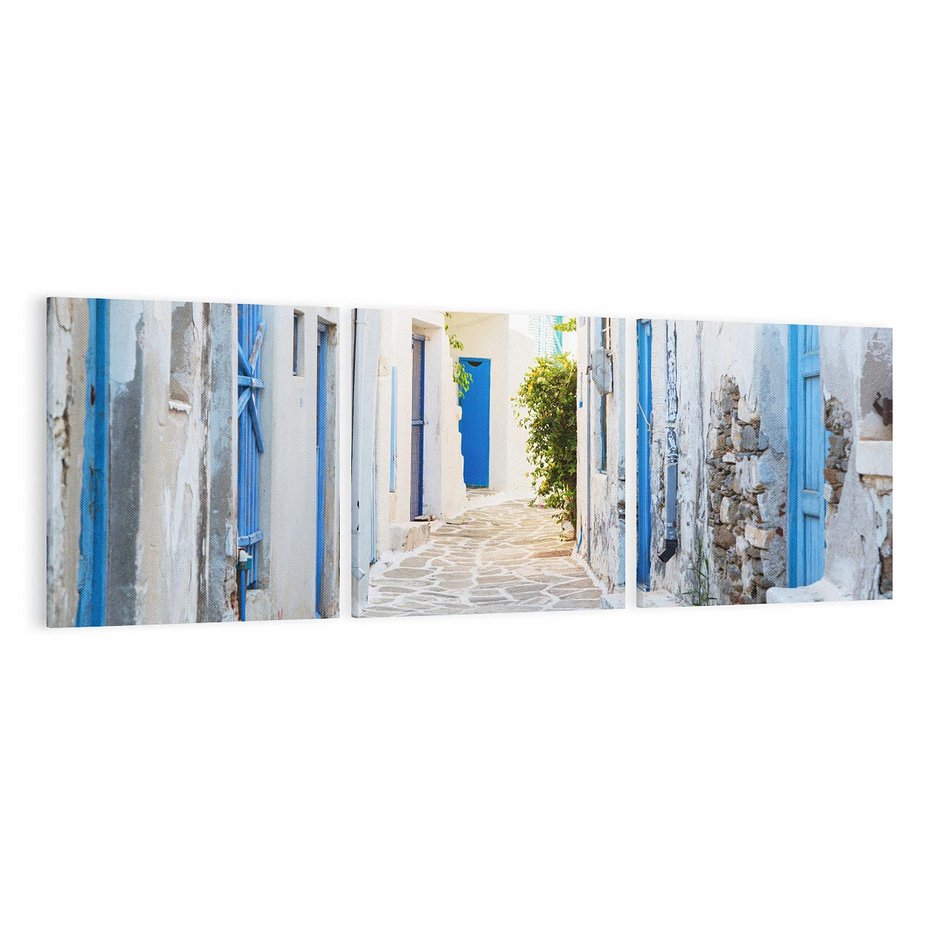 Obraz na płótnie 120x40 - Urok greckiej uliczki - Grecja, wyspa