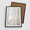 Plakat w ramie 50x70 - Szron na Gałęziach - ośnieżone gałązki, szron na gałęziach - rama czarna