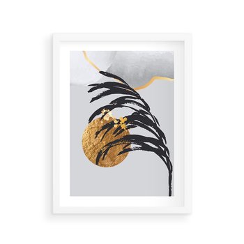 Plakat w ramie 40x50 - Palma w Szkicu - nowoczesna grafika, palma - rama biała