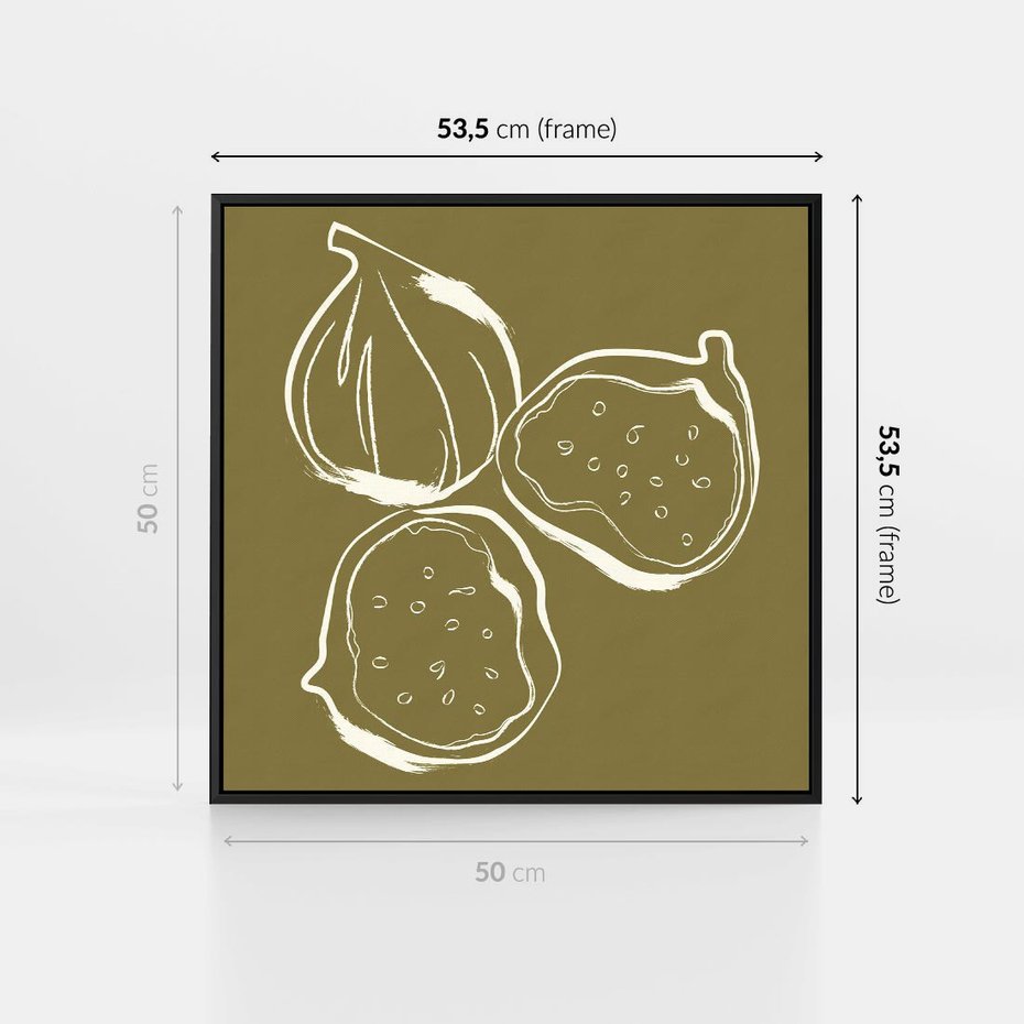 Obraz w ramie 50x50 - Podróżne Barwy - figi, minimalistyczny styl - rama czarna