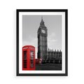 Plakat w ramie 50x70 - Budka telefoniczna przed Big Benem - budka, Londyn - rama czarna