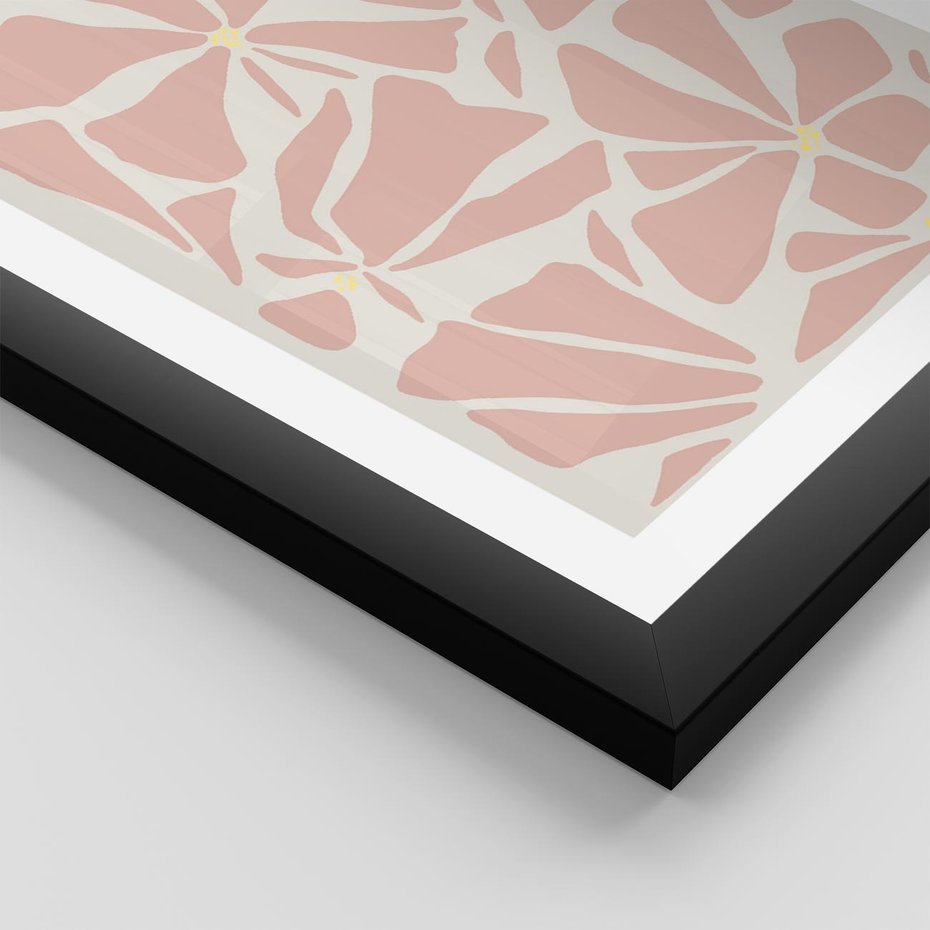 Plakat w ramie 50x70 - Akwarelowe Promienie - abstrakcyjne boho kwiaty, kompozycja - rama czarna