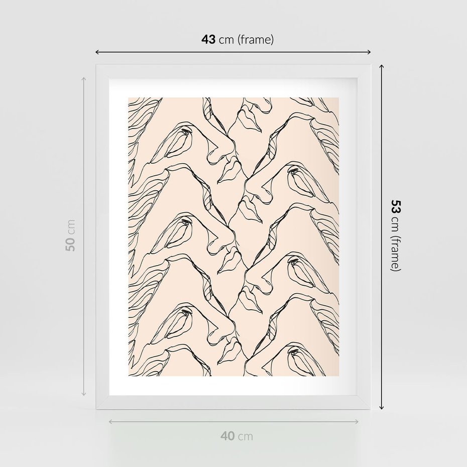 Plakat w ramie 40x50 - Grafika z Twarzami Greckiej Rzeźby - grafika, plakat - rama biała