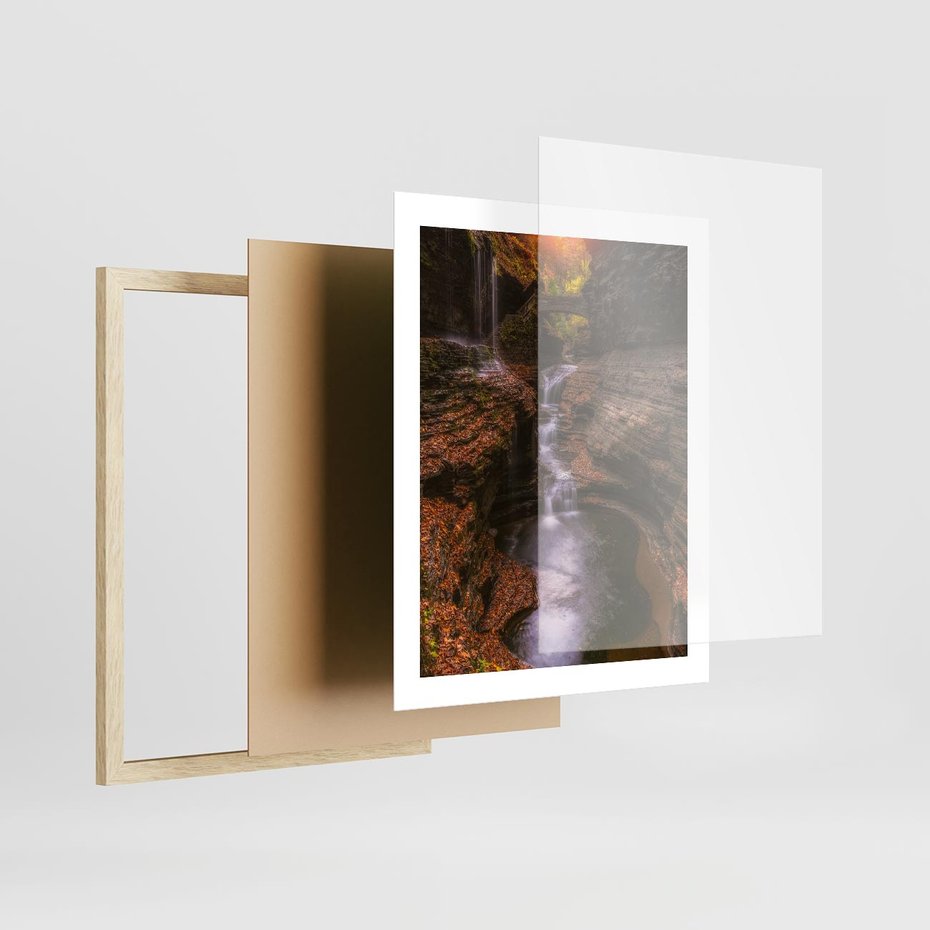 Plakat w ramie 40x50 - Barwna Harmonia - strumień, las - rama drewno