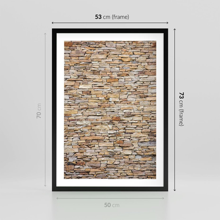 Plakat w ramie 50x70 - Mur z cegieł - surowa elegancja - mur, cegły - rama czarna