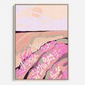 Obraz w ramie 80x120 - Harmonijny Świt - pastelowy krajobraz, nowoczesny plakat - rama drewno