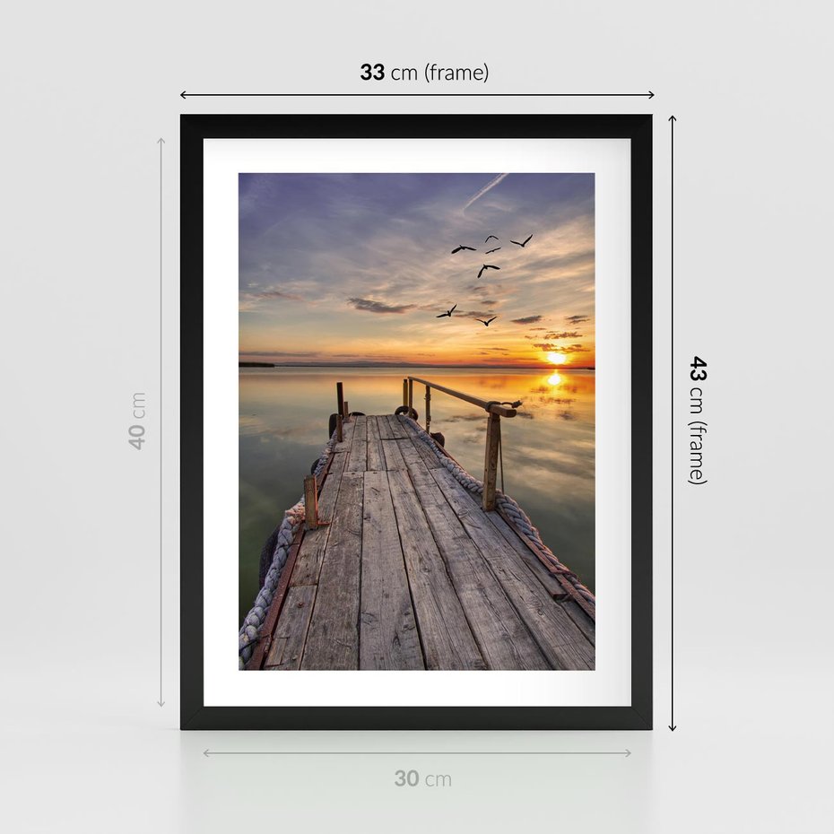 Plakat w ramie 30x40 - Zachód Słońca na Pomostcie - zachód, słońca - rama czarna