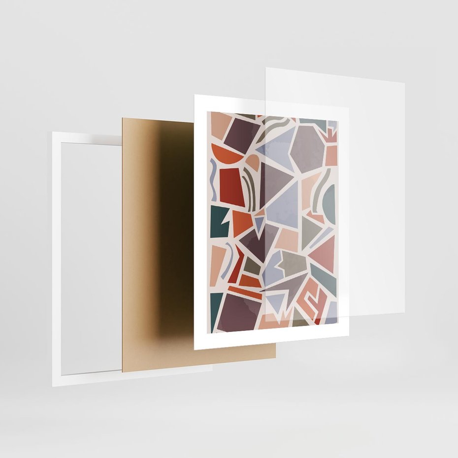 Plakat w ramie 40x50 - Intrygujące Rozbicie - gemoetryczne kształty, mozaika - rama biała