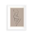 Plakat w ramie 30x40 - Zanikająca Wyobraźnia - mnimalistyczny akt, beżowa tonacja - rama biała