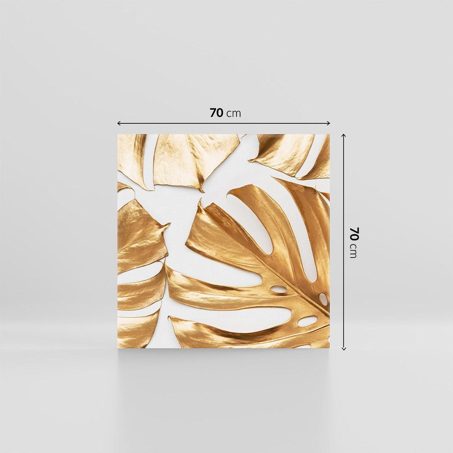 Obraz na płótnie 70x70 - Siła Natury - złote, liście