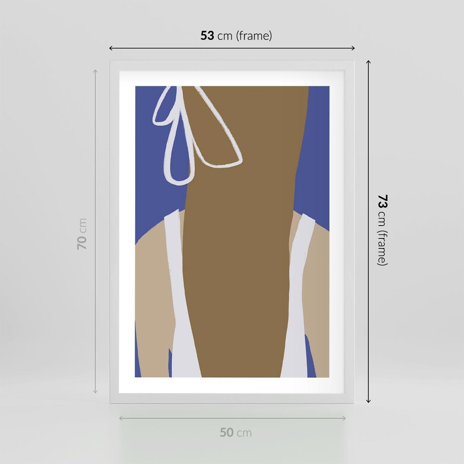 Plakat w ramie 50x70 - Kobieca Inspiracja - plakat retro, kobieta z kokardą - rama biała