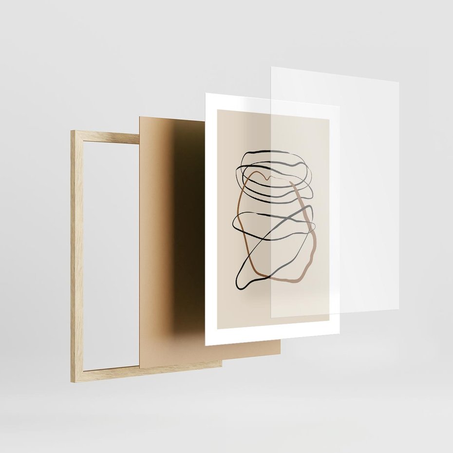 Plakat w ramie 30x40 - Bezczasowe Kontury - abstrakcyjne linie, zaplątane - rama drewno