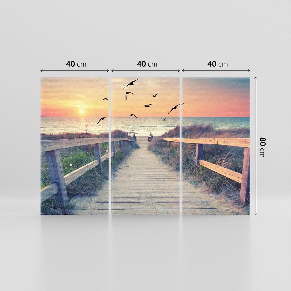 Obraz na płótnie 120x80 - Sielanka nad brzegiem - plaża, pomost