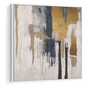 Obraz w ramie 80x80 - Odyseja w świetle i cieniu - abstrakcja, porysowana ściana - rama biała