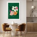 Plakat bez ramy 30x40 - Rozbijające Echa - abstrakcyjne kwiaty, zielone tło