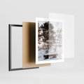 Plakat w ramie 40x50 - Ławka Pod Śniegiem - zimowy pejzaż, ławka pod śniegiem - rama czarna