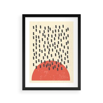 Plakat w ramie 50x70 - Czerwona Abstrakcja: Grafika z Wyrazistym Kołem - abstrakcja grafika, czerwone koło - rama czarna