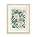 Plakat w ramie 50x70 - Migocące Wzory - abstrakcyjna kompozycja, paprocie - rama drewno