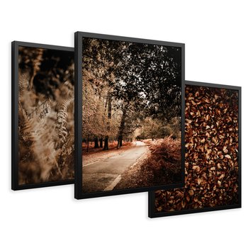 Zestaw obrazy w ramie 50x70 galeria - Jesienne, liście, nostalgia - rama czarna
