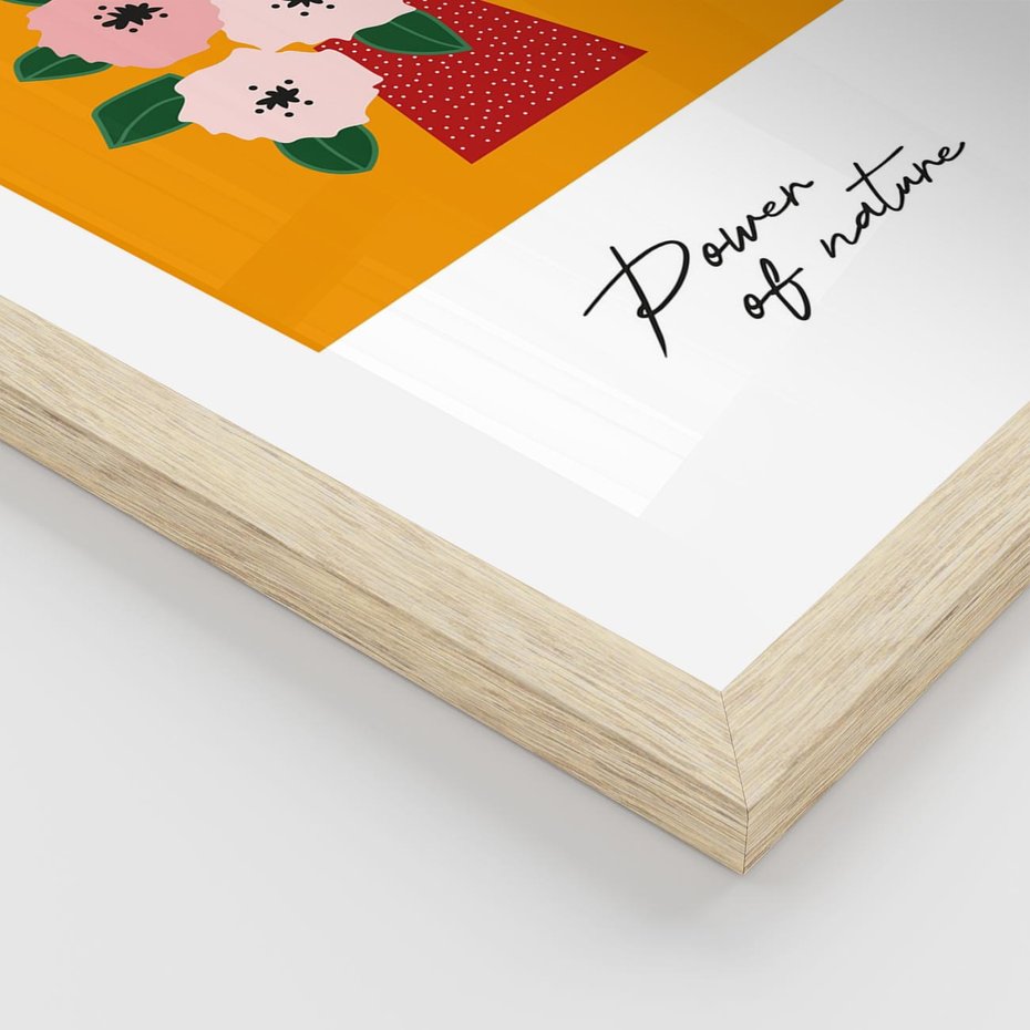 Plakat w ramie 30x40 - Abstrakcyjna Kreska - kwiaty w wazonie, abstrakcja - rama drewno