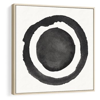 Obraz w ramie 50x50 - Bezgraniczne Widoki - abstrakcyjne plamy okręgi, akwarelowe - rama drewno