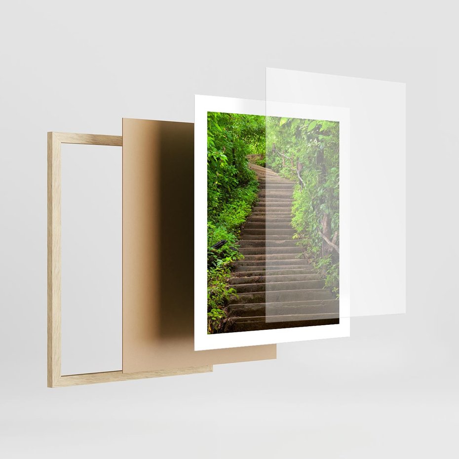 Plakat w ramie 40x50 - Magia Leśnej Ścieżki - ścieżka, w lesie - rama drewno