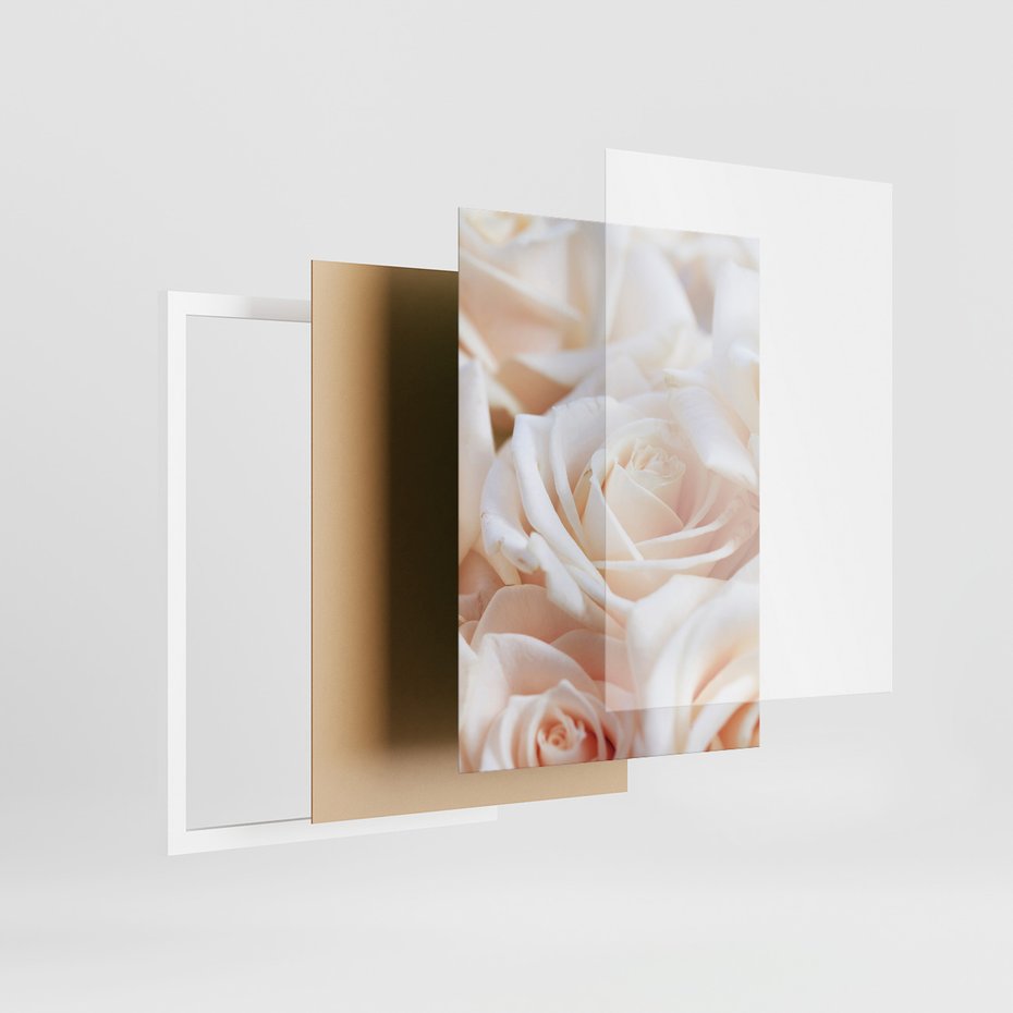 Zestaw obrazy w ramie 50x70 galeria - Róże, kwiaty, do, sypialni - rama biała