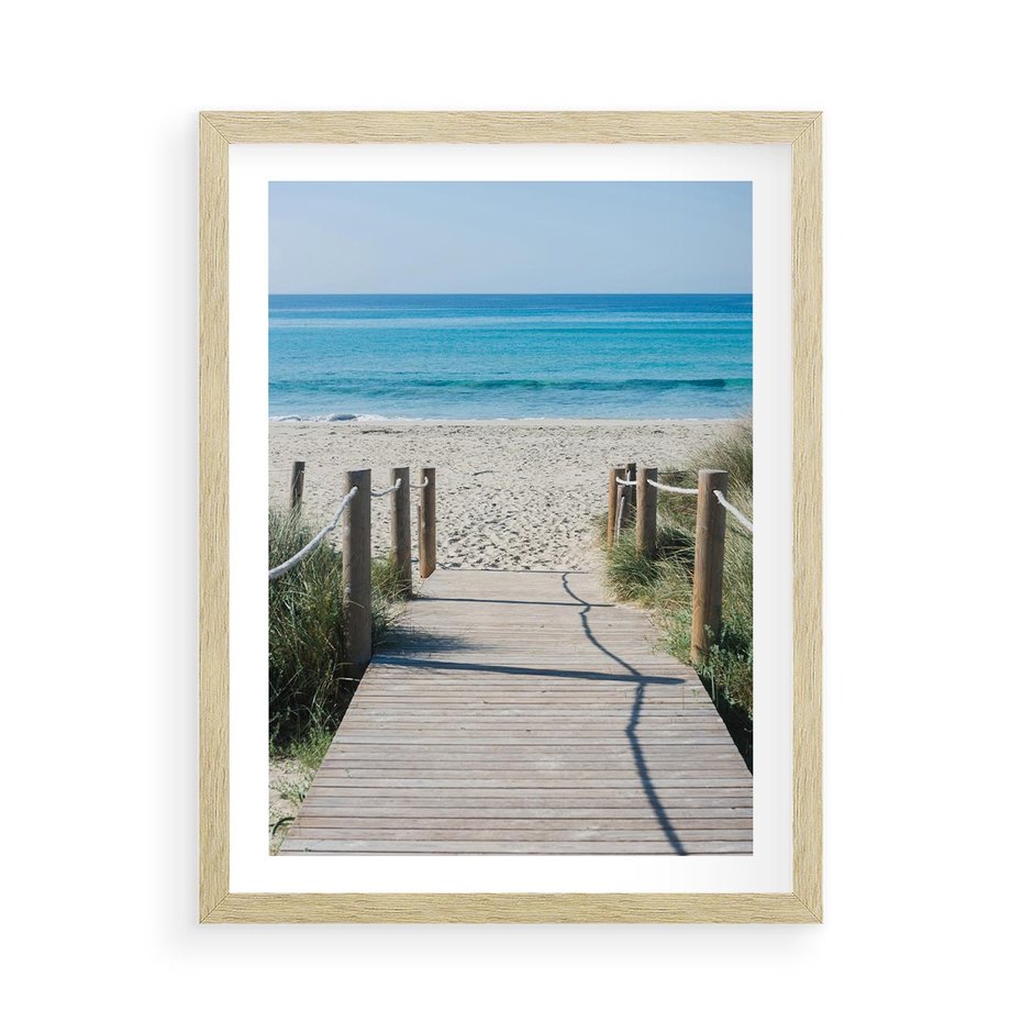 Plakat w ramie 50x70 - Żywa Natura - plaża, morze - rama drewno