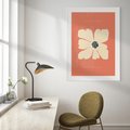 Plakat bez ramy 30x40 - Malowane Kolorowe Echa - minimalistyczna grafika, biały kwiat na różowym tle