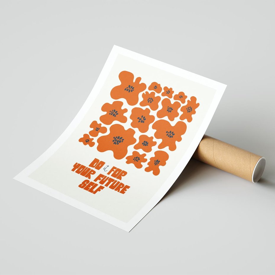 Plakat bez ramy 21x30 - Taniec Kolorowych Promieni - self care, kompozycja kwiaty