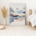 Obraz w ramie 70x100 - Dynamiczne Góry - akwarelowe graficzne góry, krajobraz - rama biała
