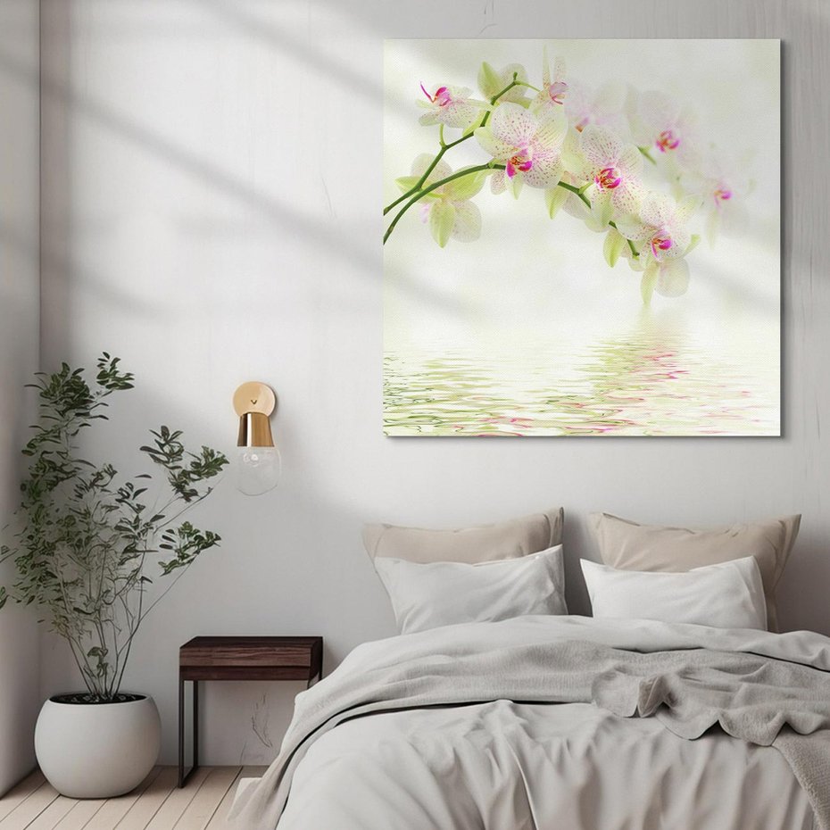 Obraz na płótnie 40x40 - Orchidea w Spa - orchidea, kwiaty