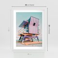 Plakat w ramie 40x50 - Miami Beach - plaża miami, domek ratownika - rama biała