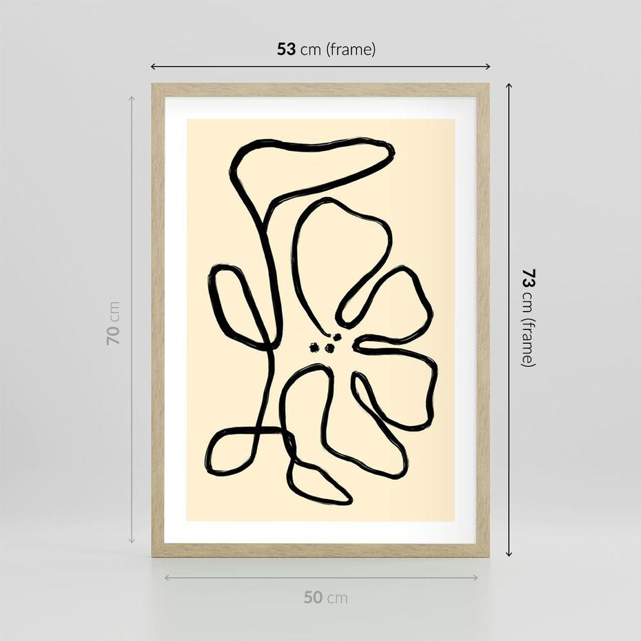 Plakat w ramie 50x70 - Zaklęte Aberracje - abstrakcyjna sztuka, przypominająca kwiat - rama drewno
