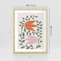 Plakat w ramie 30x40 - Rozkwitające Kontury - plakat, kwiaty - rama drewno