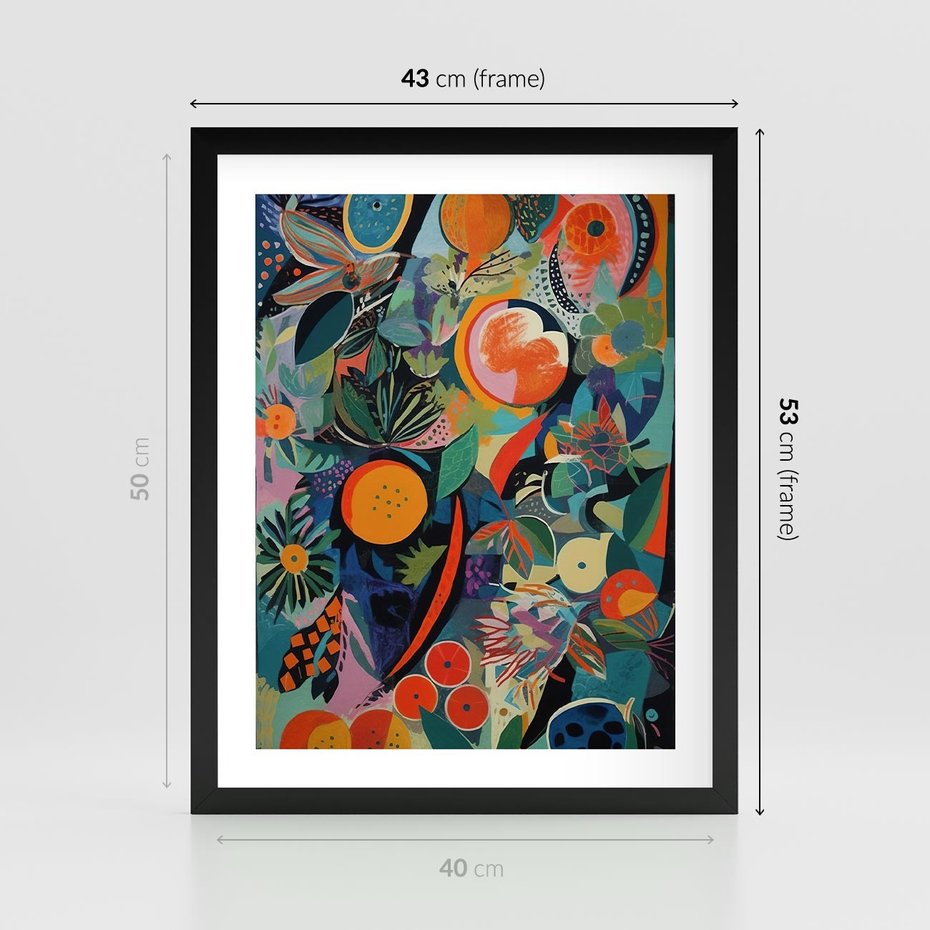 Plakat w ramie 40x50 - Echa Nietuzinkowych Wzorców - abstrakcyjny obraz olejny, jak picasso - rama czarna