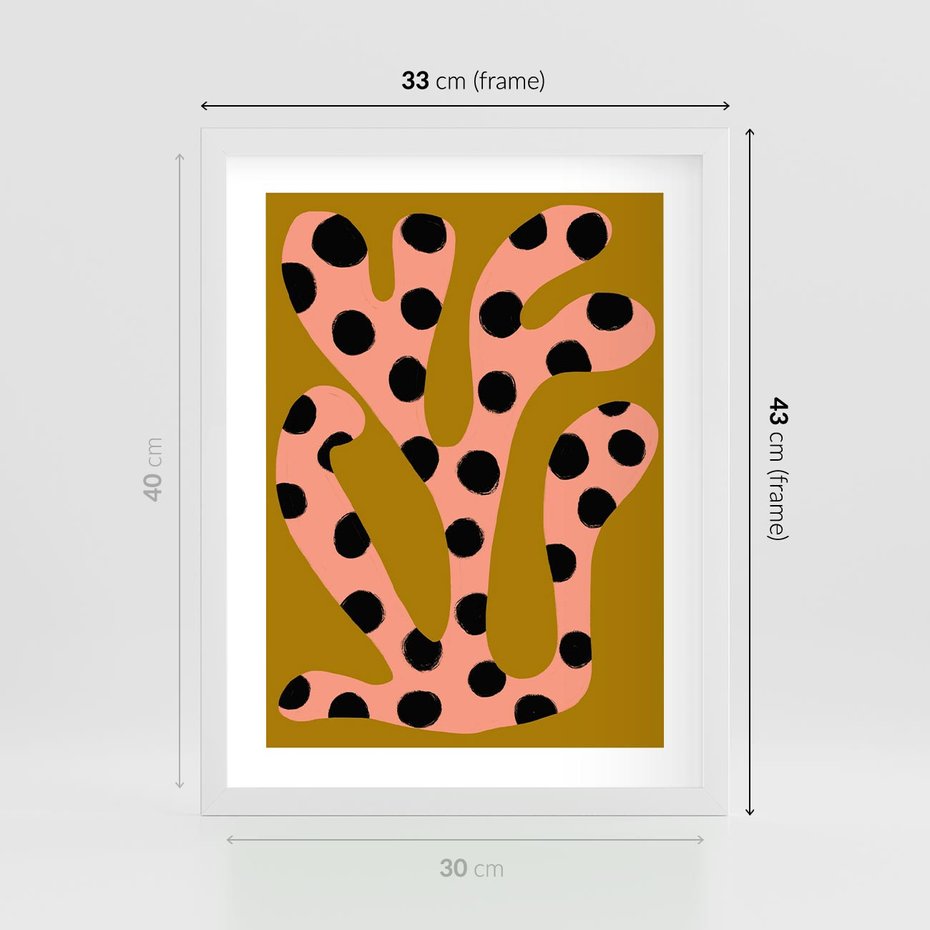 Plakat w ramie 30x40 - Rozkwitająca Wolność Boho - abstrakcyjne boho kształty, dziwne - rama biała