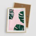 Plakat w ramie 50x70 - Siła Natury - liście, monstera - rama drewno